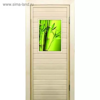 Дверь для бани со стеклом (40*60), "Бамбук-2", 17070см, коробка из осины
