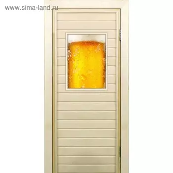 Дверь для бани со стеклом (40*60), "Пенное", 19070см, коробка из осины