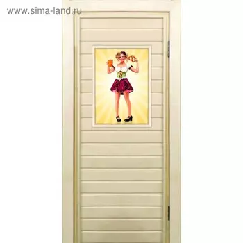 Дверь для бани со стеклом (40*60), "Фройлен-2", 19070см, коробка из осины