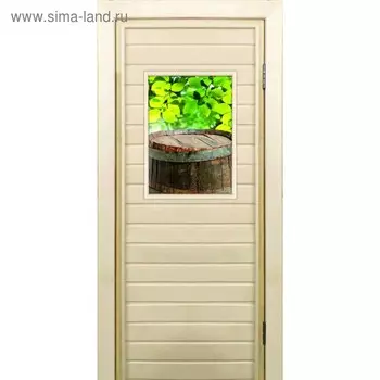 Дверь для бани со стеклом (40*60), "Бочонок", 18070см, коробка из осины