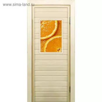 Дверь для бани со стеклом (40*60), "Апельсин", 17070см, коробка из осины