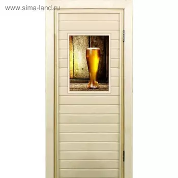 Дверь для бани со стеклом (40*60), "Бокал", 17070см, коробка из осины