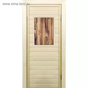 Дверь для бани со стеклом (40*60), "Дерево", 18070см, коробка из осины