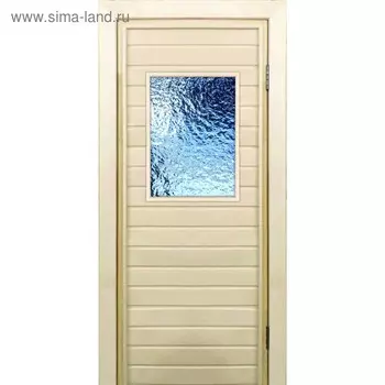 Дверь для бани со стеклом (40*60), "Лёд", 19070см, коробка из осины