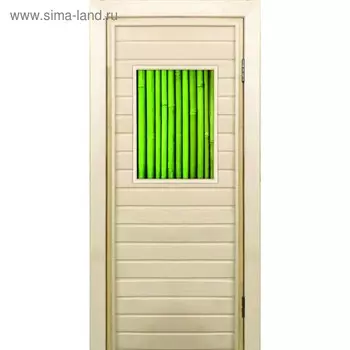 Дверь для бани со стеклом (40*60), "Бамбук-4", 17070см, коробка из осины