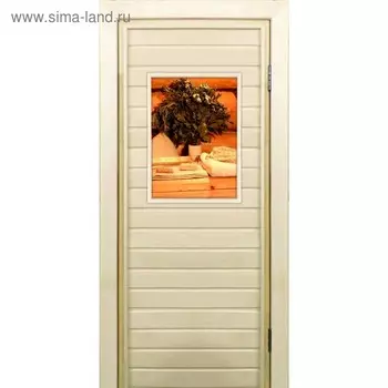 Дверь для бани со стеклом (40*60), "Банные радости", 17070см, коробка из осины