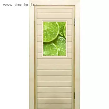 Дверь для бани со стеклом (40*60), "Лайм", 19070см, коробка из осины