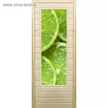 Дверь для бани со стеклом (43*129), "Лайм", 19070см, коробка из осины