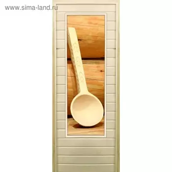 Дверь для бани со стеклом (43*129), "Ковшик", 19070см, коробка из осины