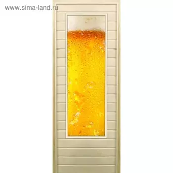Дверь для бани со стеклом (43*129), "Пенное", 19070см, коробка из осины