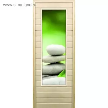 Дверь для бани со стеклом (43*129), "Галька-1", 19070см, коробка из осины