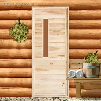 Дверь для бани со стеклом "Банная", 18070см