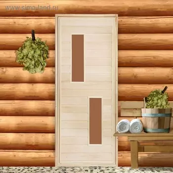 Дверь для бани со стеклом "Два стекла", 19070см