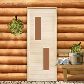 Дверь для бани со стеклом "Два стекла", 17080см