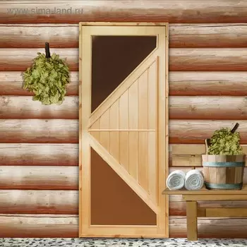 Дверь для бани со стеклом "Углы", 18080см