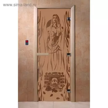 Дверь «Горячий пар», размер коробки 200 80 см, правая, цвет матовая бронза