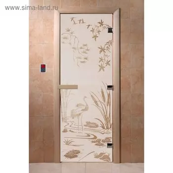 Дверь «Камышевый рай», размер коробки 200 80 см, левая, цвет сатин