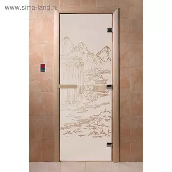 Дверь «Китай», размер коробки 190 70 см, левая, цвет сатин