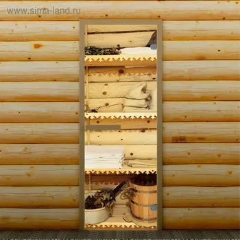 Дверь левое открывание "Банные принадлежности", 190 х 67 см, с фотопечатью 6 мм Добропаровъ 338870