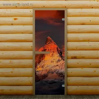 Дверь левое открывание "Горная вершина", 190 х 67 см, с фотопечатью 6 мм Добропаровъ