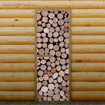 Дверь левое открывание "Спилы", 190 х 67 см, с фотопечатью 6 мм Добропаровъ