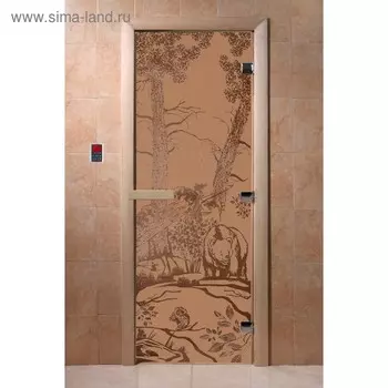 Дверь «Мишки», размер коробки 190 70 см, правая, цвет матовая бронза