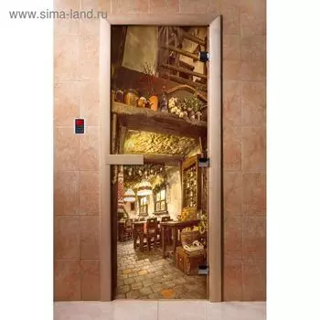 Дверь с фотопечатью, стекло 8 мм, размер коробки 190 70 см, левая, цвет А035