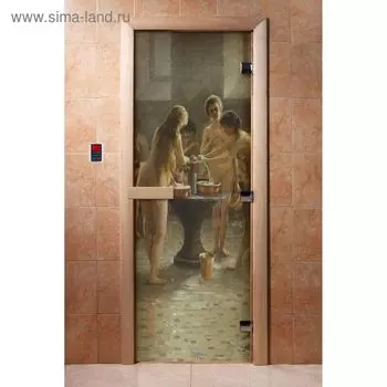 Дверь с фотопечатью, стекло 8 мм, размер коробки 190 70 см, левая, цвет А071