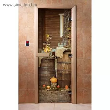 Дверь с фотопечатью, стекло 8 мм, размер коробки 190 70 см, левая, цвет А073