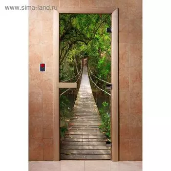 Дверь с фотопечатью, стекло 8 мм, размер коробки 190 70 см, левая, цвет А083