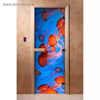 Дверь с фотопечатью, стекло 8 мм, размер коробки 190 70 см, левая, цвет А088