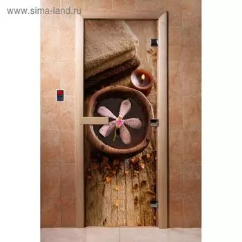 Дверь с фотопечатью, стекло 8 мм, размер коробки 190 70 см, правая, цвет А009