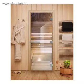 Дверь стеклянная «Эталон», размер коробки 190 70 см, правая, цвет прозрачный