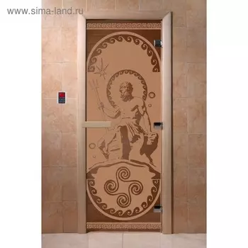 Дверь стеклянная «Посейдон», размер коробки 190 70 см, 8 мм, матовая бронза