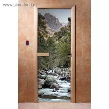 Дверь стеклянная, размер коробки 190 70 см, 8 мм, с фотопечатью, левая