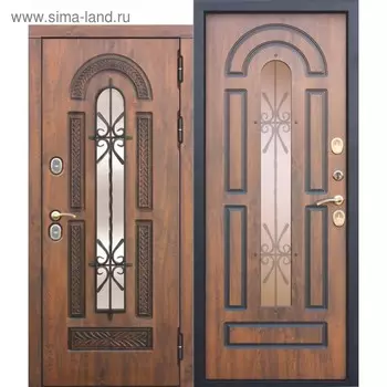 Дверь входная 13 см VITRA Винорит Патина Грецкий орех 2050x960 (левая)