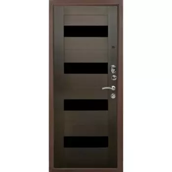 Дверь входная «Хит 132», 2050 × 860 мм, правая, цвет тёмный орех / антик медь / стекло