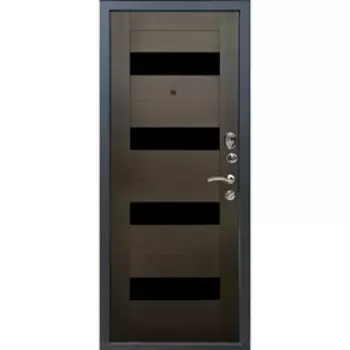 Дверь входная «Хит 152», 2050 × 860 мм, правая, цвет тёмный орех / чёрный муар / стекло