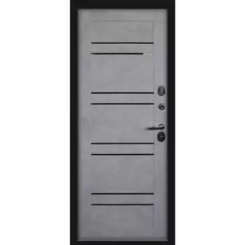 Дверь входная «Лайн Термо», 960 × 2050 мм, правая, чёрный муар/лофт чёрный/бетон снежный