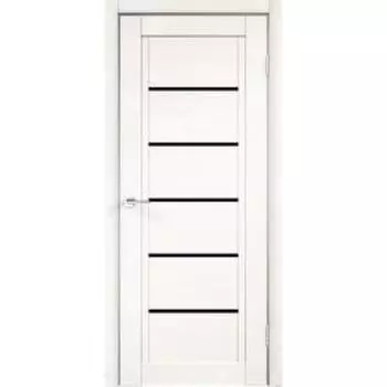 Дверное полотно экошпон NEXT-1 Белый Эмалит, стекло Лакобель черное, 2000х800 мм