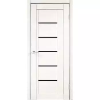 Дверное полотно экошпон NEXT-3 Белый Эмалит, стекло Лакобель черное, 2000х600 мм