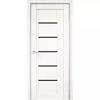 Дверное полотно экошпон NEXT-3 Белый Эмалит, стекло Лакобель черное, 2000х900 мм