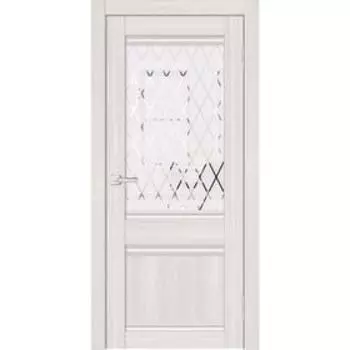 Дверное полотно «Альфа 3», 600 2000 мм, остеклённое, ПВХ, цвет сандал светлый