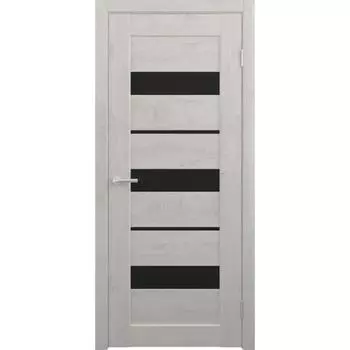 Дверное полотно Бостон, дуб снежный, стекло черное, 2000х700