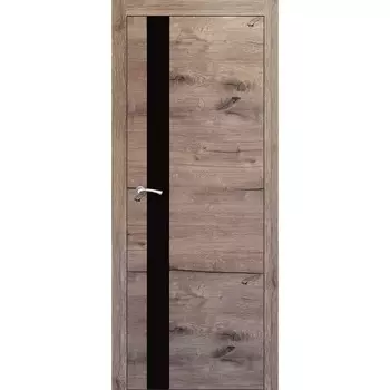 Дверное полотно ДО 90 Перфектум Альпийский дуб, черное стекло 2000x900