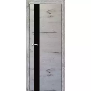 Дверное полотно ДО 90 Перфектум Полярный дуб, черное стекло 2000x900