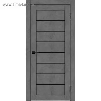 Дверное полотно Х24, 600 2000 мм, чёрное стекло, цвет бетон графит