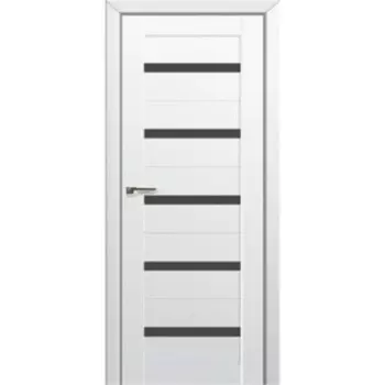 Дверное полотно Line, 2000 × 800 мм, стекло чёрное, цвет белый бархат