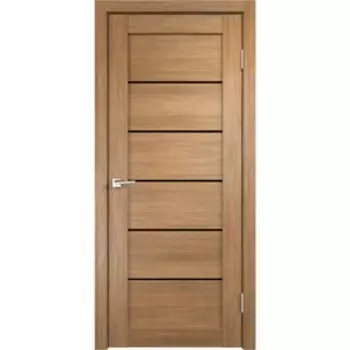 Дверное полотно "Linea" 1 Дуб золотой, стекло Лакобель черное 2000х800