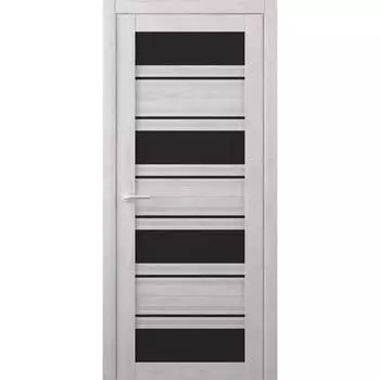 Дверное полотно Монтана, жемчужный, стекло черное, 2000х900